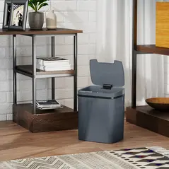 HOMCOM 15L Sensor Bin, Automatic Touchless Kitchen Bin, Easy Clean, Battery Operated for Home Office, Bedroom, Bathroom, Grey - 7