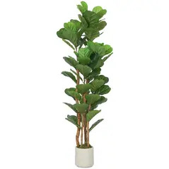 HOMCOM 150cm Artificial Fiddle Leaf Fig Tree - Green - 1