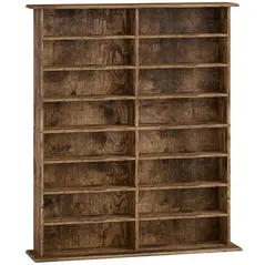 HOMCOM 16-Compartment Media Shelf - Rustic Brown - 1