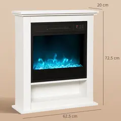 HOMCOM 1800W Adjustable Faux Flame Electric Fireplace - White - 3