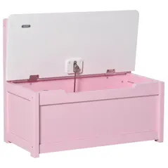 HOMCOM 2 In 1 Wooden Toy Box, Seat Storage Bench, Storage Chest Cabinet Organiser with Safety Pneumatic Rod, Pink - 7