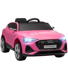 HOMCOM 12V Kids Electric Ride on, Electric Car for Kids with Parental Remote, Music, Lights, Suspension Wheels, Pink - 1