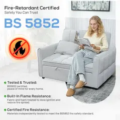 HOMCOM 2 Seater Sofa Bed, 3-in-1 Convertible Sleeper Sofa with Click-clack Adjustable Backrest and 2 Pillows, Light Grey - 9