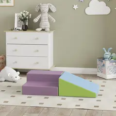 HOMCOM 2 Piece Soft Play Set for Toddler Climb and Crawl, for 12-36 Months, Blue - 9