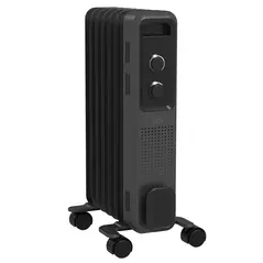 HOMCOM 1500W Oil Filled Radiator, Portable Electric Heater with 3 Heat Settings, Safety Cut-Off and Wheels, Grey - 1