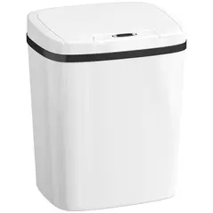 HOMCOM 15L Sensor Bin, Automatic Touchless Kitchen Bin, Easy Clean, Battery Operated for Home Office, Bedroom, Bathroom, White - 1
