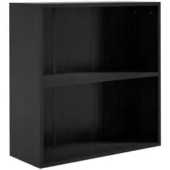 HOMCOM 2 Tier Bookshelf, Low Bookcase with Adjustable Shelf, 2 Compartments for Home Office, Living Room, Study, Black - 1