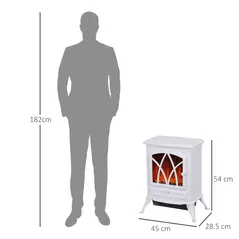 HOMCOM 1kW-2kW Vintage Electric Fireplace Heater - White - 3