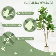 HOMCOM 150cm Artificial Ficus Tree - Green - 4