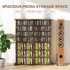 HOMCOM 16-Compartment Media Shelf - Rustic Brown - 4