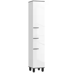HOMCOM 190cm Slim Bathroom Storage Cabinet - White - 1