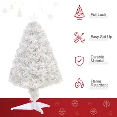HOMCOM 2.5FT Prelit Artificial Tabletop Christmas Tree with Fibre Optics Holiday Home Xmas Decoration for Table and Desk, White - 4