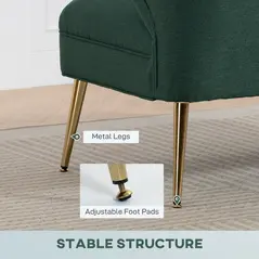 HOMCOM 2 Seater Sofa, Linen-look Fabric Small Sofa with Wing Back, Thick Seat, Metal Legs, Dark Green - 6