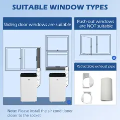 HOMCOM 14000 BTU Mobile Air Conditioner for Room up to 35m², Smart Home WiFi Compatible, with Dehumidifier, Fan, 24H Timer - 6