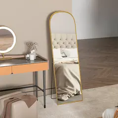 HOMCOM 162cm Aluminium Frame Standing Mirror - Gold - 8