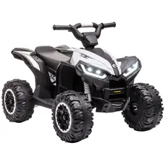 HOMCOM 12V Ride-On Quad Bike w/ Music, Horn, for Ages 3-5 Years - White - 1