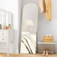 HOMCOM 162cm Aluminium Frame Standing Mirror - Gold - 2