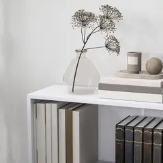 HOMCOM 2 Tier Bookshelf, Low Bookcase with Adjustable Shelf, 2 Compartments for Home Office, Living Room, Study, White - 8