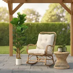 HOMCOM 150cm Artificial Fiddle Leaf Fig Tree - Green - 9