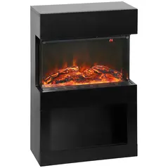 HOMCOM 19" Electric Fireplace with Surround, 3D Flame Effect, 6 Colours & 3 Brightness Levels, 1000W/2000W Black Electric Fire and Mantel Reach up to 30㎡ Space with Remote & Timer, 3 Sided View - 1