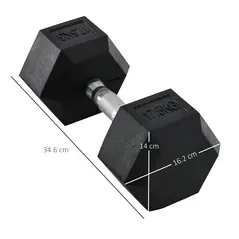 HOMCOM 17.5KG Single Rubber Hex Dumbbell Portable Hand Weights Dumbbell Home Gym - 3