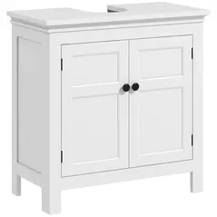 HOMCOM 15 x 20cm 'U' Cut Out Bathroom Storage Cabinet - White - 1