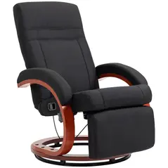 HOMCOM 135° Manual Reclining Swivel Chair, with Footrest - Black - 1