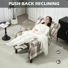 HOMCOM 160° Reclining Armchair, with Footrest - Brown - 4