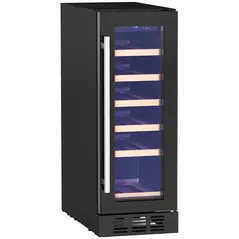 HOMCOM 19 Bottle 5-18℃ Wooden Rack Wine Fridge - Black - 1
