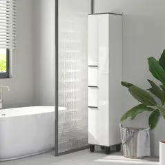 HOMCOM 190cm Slim Bathroom Storage Cabinet - White - 2
