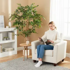 HOMCOM 150cm Artificial Ficus Tree, Fake Potted Tree with Solid Wood Trunk and Pot for Indoor, Green - 9