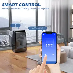 HOMCOM 14000 BTU Mobile Air Conditioner, 35m², Smart Home WiFi, with Dehumidifier, Fan, 24H Timer, Window Kit, Black - 5
