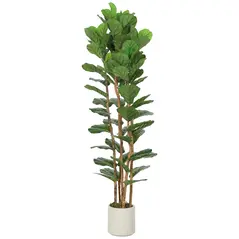 HOMCOM 180cm Artificial Fiddle Leaf Fig Tree - Green - 1