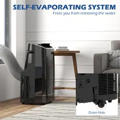 HOMCOM 14000 BTU Mobile Air Conditioner, 35m², Smart Home WiFi, with Dehumidifier, Fan, 24H Timer, Window Kit, Black - 6