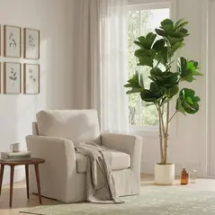 HOMCOM 180cm Artificial Fiddle Leaf Fig Tree - Green - 7