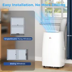 HOMCOM 14000 BTU Multi-Mode Mobile Air Conditioner, with Mounting Kit - 8