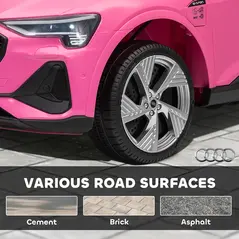 HOMCOM 12V Kids Electric Ride on, Electric Car for Kids with Parental Remote, Music, Lights, Suspension Wheels, Pink - 8