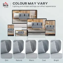 HOMCOM 2 Seater Sofa, Linen-look Fabric Small Sofa with Wing Back, Thick Seat, Metal Legs, Light Grey - 7
