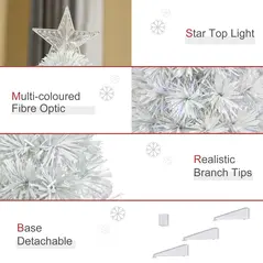 HOMCOM 2.5FT Prelit Artificial Tabletop Christmas Tree with Fibre Optics Holiday Home Xmas Decoration for Table and Desk, White - 8