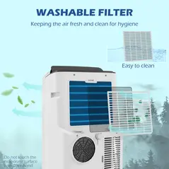 HOMCOM 14000 BTU Mobile Air Conditioner for Room up to 35m², Smart Home WiFi Compatible, with Dehumidifier, Fan, 24H Timer - 8