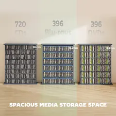 HOMCOM 16-Compartment Media Shelf - Grey - 4