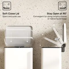 HOMCOM 20L Kitchen Bin with Soft-Close Lid and Stay-Open Function, Pedal Bin with Removable Inner Bucket for Kitchen, Office, Home, Cream - 5