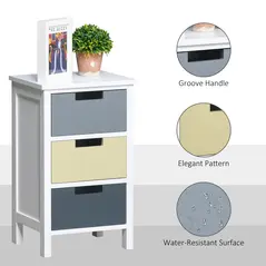 HOMCOM 3 Drawer Storage Tower, Dresser Chest with Wood Top, Organiser Unit for Closets Bedroom Nursery Room Hallway - 5