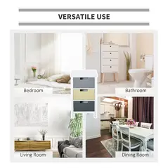 HOMCOM 3 Drawer Storage Tower, Dresser Chest with Wood Top, Organiser Unit for Closets Bedroom Nursery Room Hallway - 6