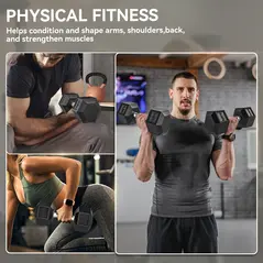 HOMCOM 2x12.5KG Rubber Hex Dumbbell Portable Hand Weights Dumbbell Home Gym - 7