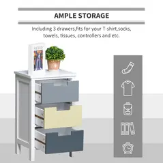 HOMCOM 3 Drawer Storage Tower, Dresser Chest with Wood Top, Organiser Unit for Closets Bedroom Nursery Room Hallway - 4