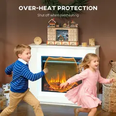 HOMCOM 2000W 6824 BTU Faux Flame Fireplace - White - 7