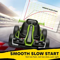 HOMCOM 24V Electric Go Kart for Kids with Adjustable Seat for 6-12 Years, Green - 7
