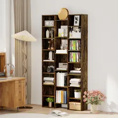 HOMCOM 21-Compartment Bookshelf - Brown - 2