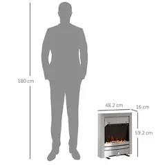 HOMCOM 2KW Stainless Steel Electric Fireplace Pebble Burning Effect Heater Fire Flame Indoor Stove LED Lighting - 3